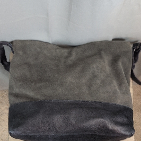 Free People Charcoal and Navy Shoulder Bag Boho Leather Western - Picture 4 of 16